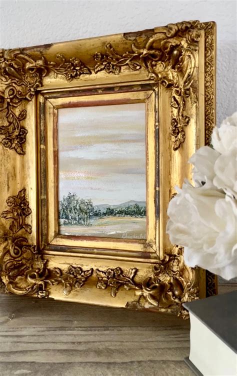 Original Oil Painting Gold Framed Art Landscape Antique Baroque Frame ...