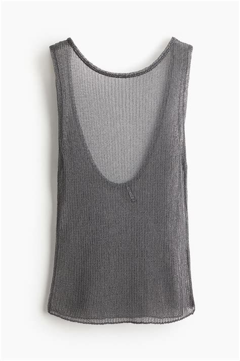 Shimmering low-back vest top - Grey - Ladies | H&M IN