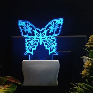 Gadgets World BUTTERFLY Acrylic 3D Illusion RGB 7 Colour Changing LED ...