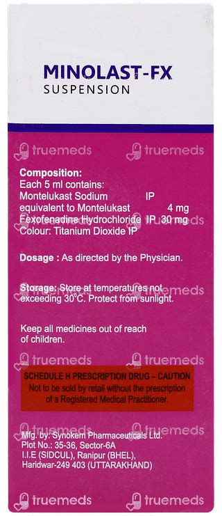 Minolast Fx 4/30 MG Suspension 60 ML | Order Minolast Fx 4/30 MG ...