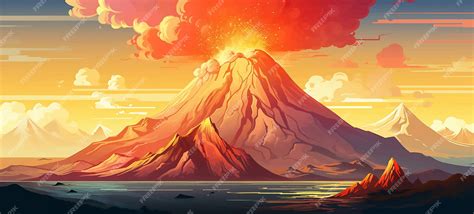 Image result for Exploding Volcano Landscape Simple