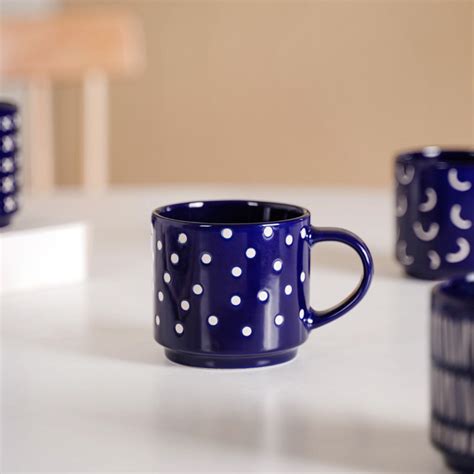 Navy Blue Chic Stackable Cups Set Of 4 220ml Online - Premium Coffee ...