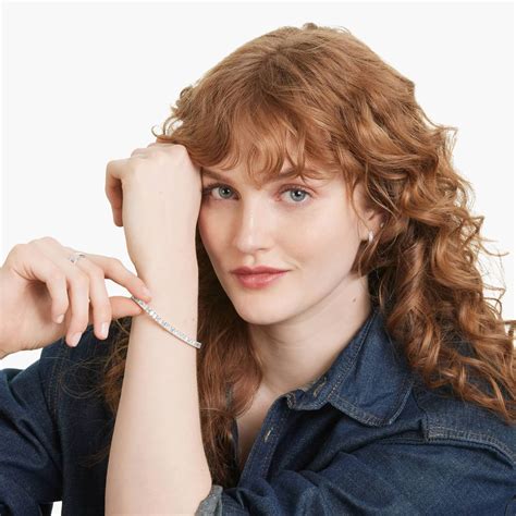 Tennis Bracelet With 12 CTW Emerald Cut Lab-Grown Diamonds In 14K White ...