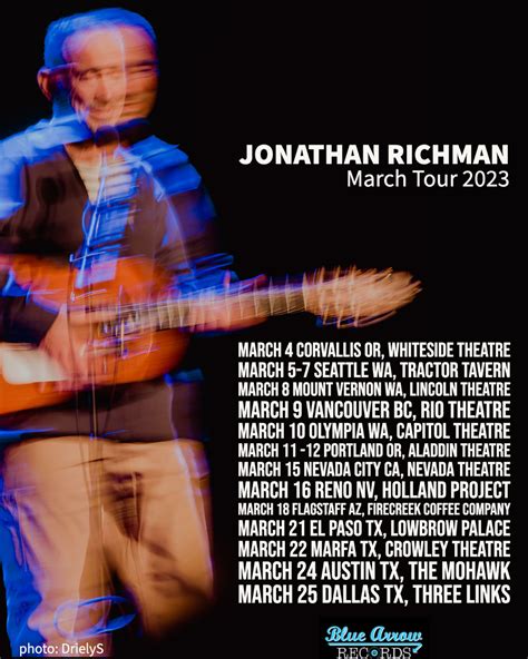 Jonathan Richman March Tour 2023 – Blue Arrow Records