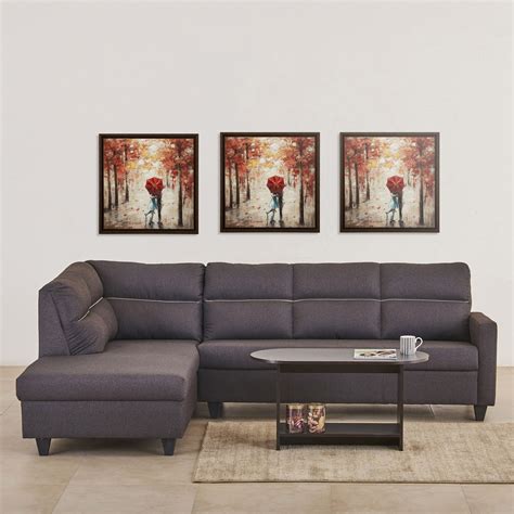 Buy Helios Clary Fabric 3-Seater Left Corner Sofa with Chaise - Brown ...