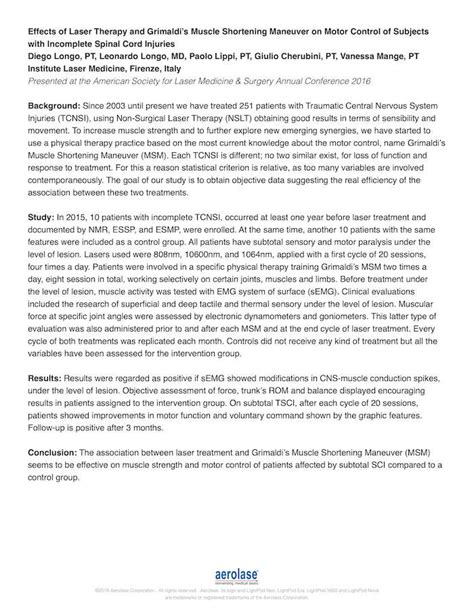 Effects of Laser Therapy and Grimaldi’s Muscle Shortening Maneuver on ...