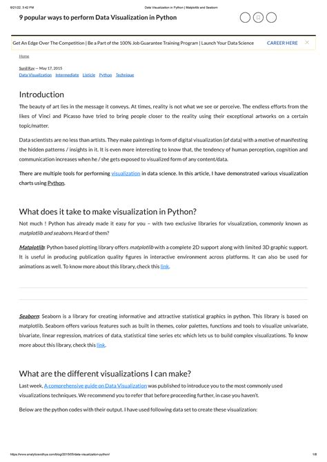 Data Visualization in Python Matplotlib and Seaborn - Home Sunil Ray ...