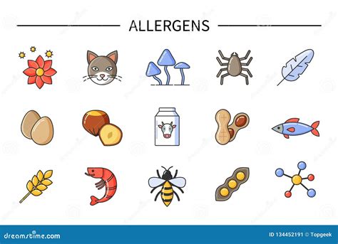 Allergens Causing Allergy, Food and Environment Stock Vector - Illustration of food, natural ...