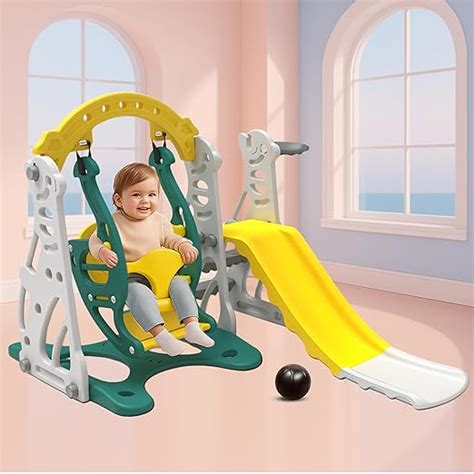 Kidsmate 3-in-1 Kids Playset with Slide, Swing & Basketball | Sturdy ...