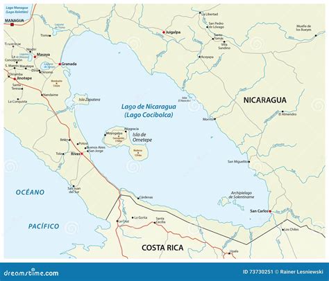 Nicaragua Lake Map Stock Image | CartoonDealer.com #73730251