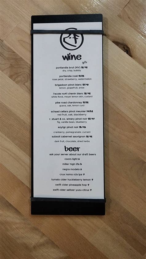 Menu at Feast Food Company restaurant, Redmond