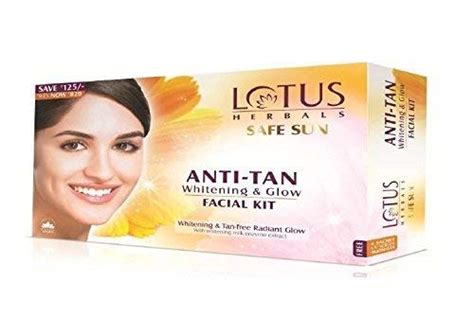 Lotus Herbals Safe Sun Anti Tan Whitening & Glow 4 In 1 Facial Kit ...
