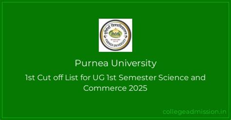 Purnea University: 1st Cut off List for UG 1st Semester Science and ...