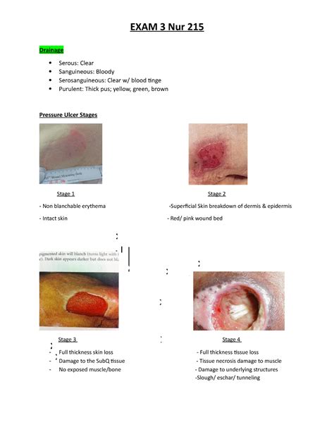 Exam 3 - N/A - Drainage Serous: Clear Sanguineous: Bloody Serosanguineous: Clear w/ blood - Studocu