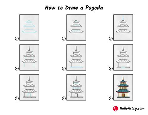 How to Draw a Pagoda - HelloArtsy
