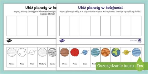 Układ słoneczny | Karta pracy | Kolejność planet