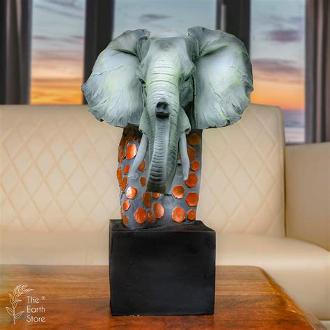 Buy The Earth Store Poly Resin Elephant Head with Bronze Coin Pattern ...