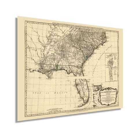 1776 Vintage Map of Southern British Colonies in America Vintage USA ...