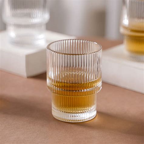 Set Of 6 Stackable Drinking Glasses Ribbed Online - Premium Whiskey ...