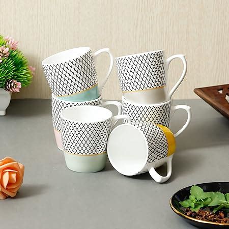 Buy Clay Craft Fine Ceramic Tea/Coffee Mug Set of 6 - 180 ml each ...
