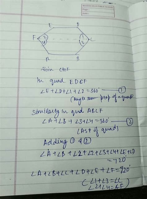 prove that the sum of all angles of a regular hexagon is 720 - Brainly.in