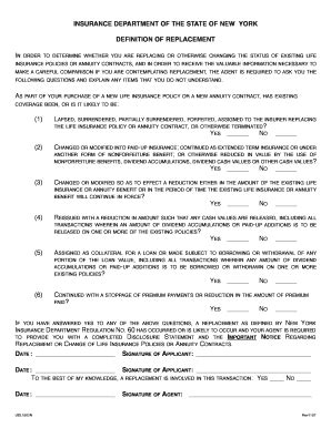 Fillable Online Definition of Replacement - AIG Fax Email Print - pdfFiller