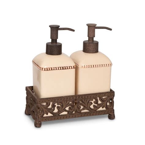 The Gerson Company Acanthus Leaf Cream Ceramic Soap & Lotion Set ...