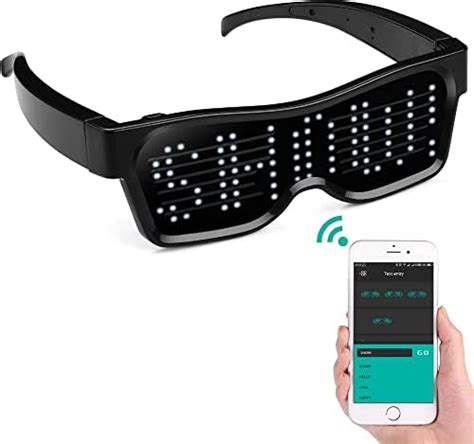 AUGEN LED Glasses, Bluetooth APP Connected LED Display Smart Glasses ...