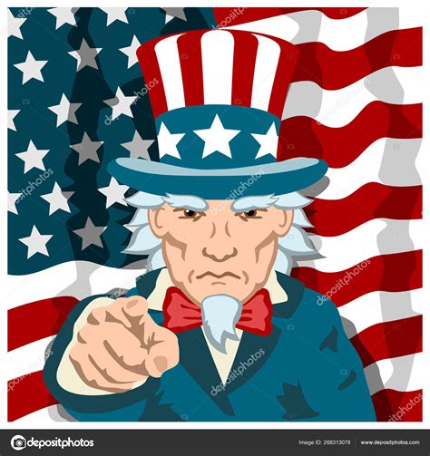Angry Uncle Sam Costume Pointing Finger Forward American Flag ...