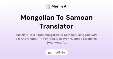 Mongolian to Samoan Translator