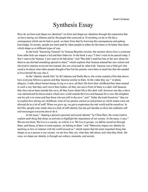 Synthesis Essay - Jandi Cardenas Synthesis Essay How do we form and ...