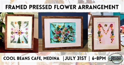 Framed Pressed Flower Arrangement | Cool Beans Cafe Medina, Cool Beans ...