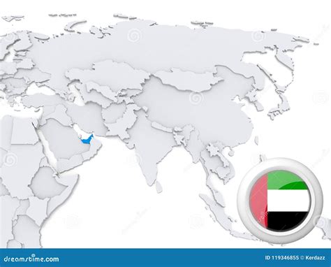 United Arab Emirates on Map of Asia Stock Illustration - Illustration of earth, emirates: 119346855