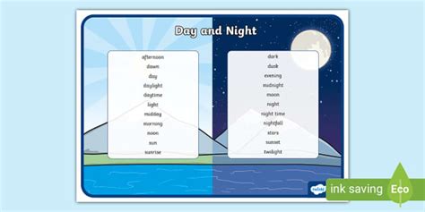 Day and Night Word Mat (teacher made) - Twinkl