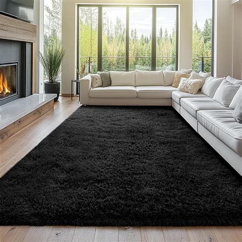 Amazon.com: Black Rugs for Living Room: 10x14 Large Shag Area Rugs for ...