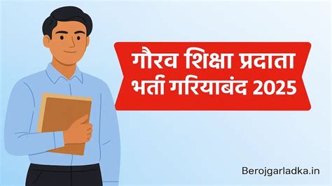 गौरव शिक्षा प्रदाता भर्ती गरियाबंद 2025 – आवेदन, योग्यता, आयु सीमा और ...