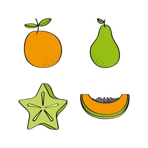 Jeu d'icônes de fruits sains | Vecteur Premium