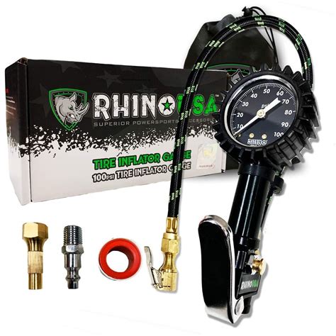 Buy Rhino USA Tire Inflator with Pressure Gauge (0-100 PSI) - ANSI B40 ...