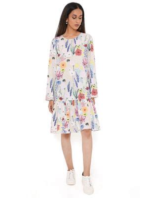 Buy PS Pret by Payal Singhal Stone Bee Print Art Crepe Frill Hem Dress ...