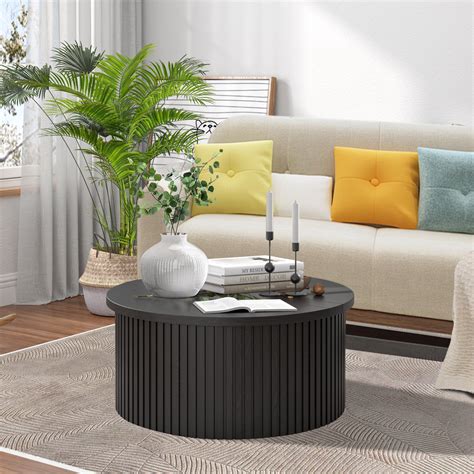 Oubayajia Round Coffee Table with Storage, Wood Lift India | Ubuy