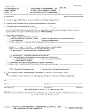 Fillable Online courts mi Acceptance of Appointment and Report of ...