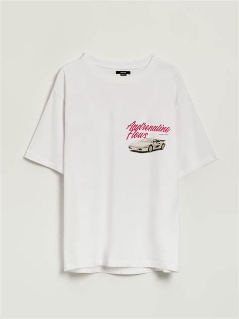 Tričko s potlačou Farba biely - HOUSE - 210EU-00X