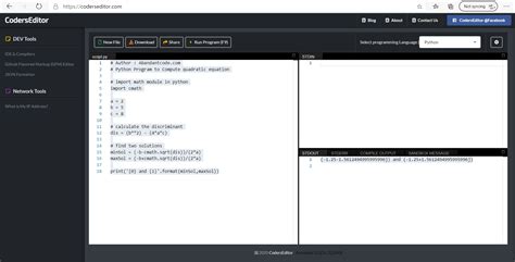 Image result for Quadratic Formula in Python Code