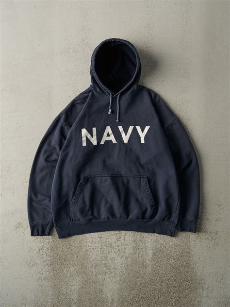 Vintage Y2K Navy Blue Navy Hoodie (L) – Rebalance Vintage