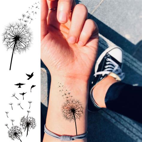 Buy EGMBGM 13 Sheets Beautiful Dandelion Temporary Tattoos For Women ...