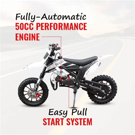 Buy SYX-moto Yellow Kids Off Road Dirt Bike 50CC 2-Stroke Gas Dirt Bike ...