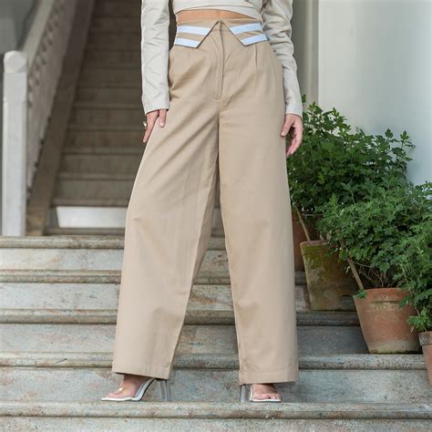 Beige & Blue Collared Pants – Solete Lifestyle