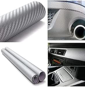 Buy GS WALL Silver Carbon Self Adhesive 3D Vinyl Carbon Fiber Textured ...