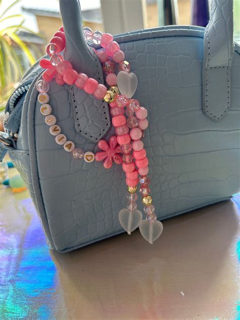 Retro Style 90’s Y2K Beaded Personalised Bag Charm, Bag Accessories ...