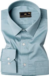 french crown Men Solid Casual Blue Shirt - Buy french crown Men Solid ...